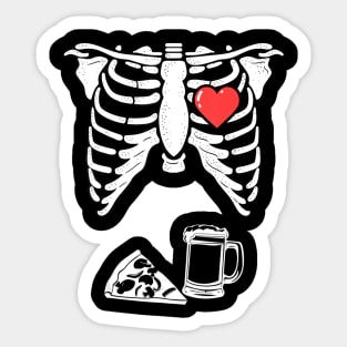 Skeleton Pregnancy Pizza Beer Shirt Xray Halloween Soon Dad Sticker